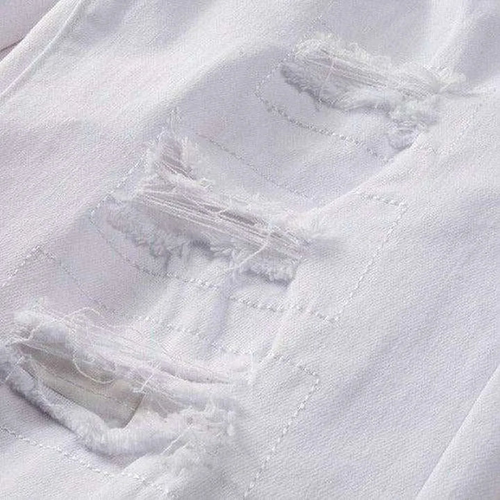 Letters print ripped men's jeans