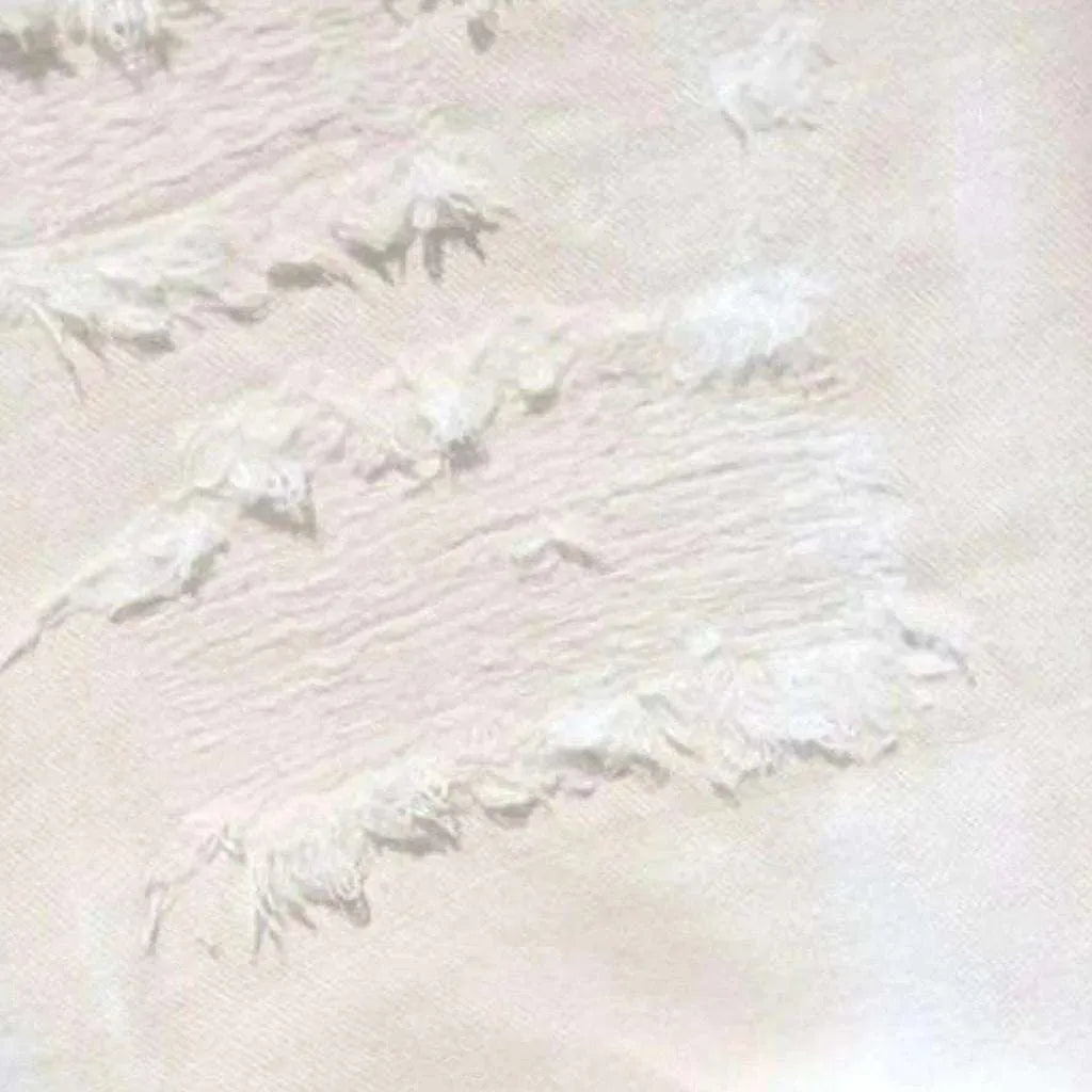 White men's distressed denim shorts