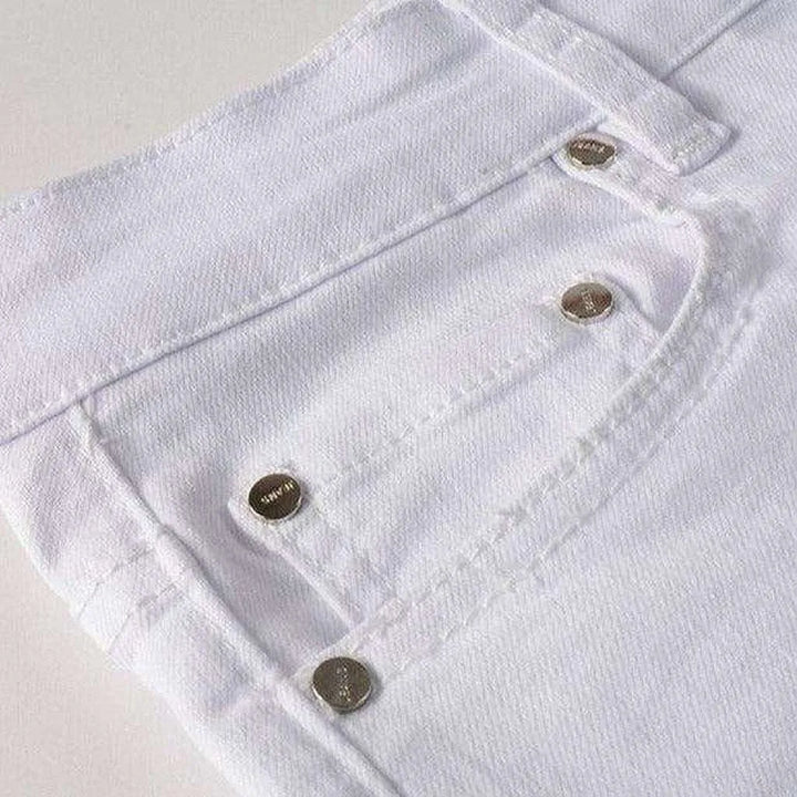 Letters print ripped men's jeans