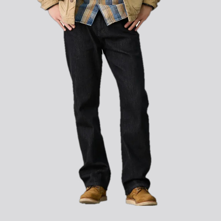 Mid-rise thick warm men's jeans