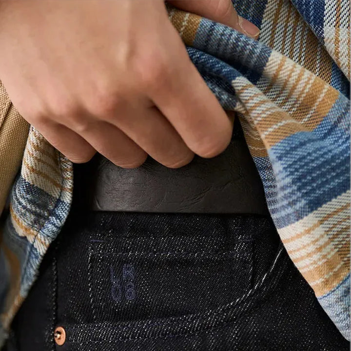 Mid-rise thick warm men's jeans