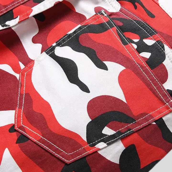 Elastic stylish camouflage men's jeans pants