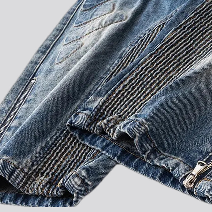 Art patterned boho midweight baggy jeans for men