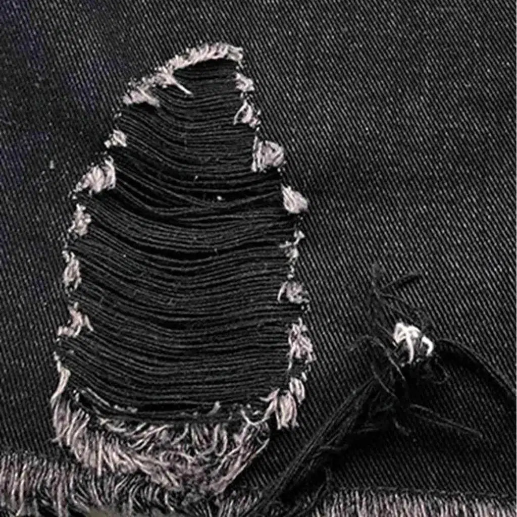 Raw-hem grunge denim jacket for ladies