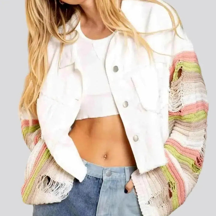 Grunge distressed denim jacket for women | Jeans4you.shop