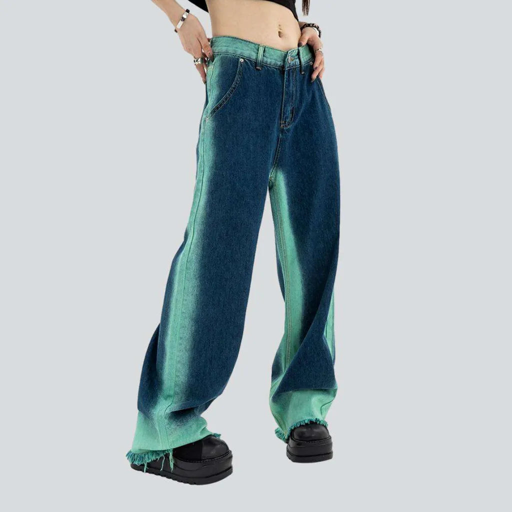 Contrast band women's baggy jeans | Jeans4you.shop
